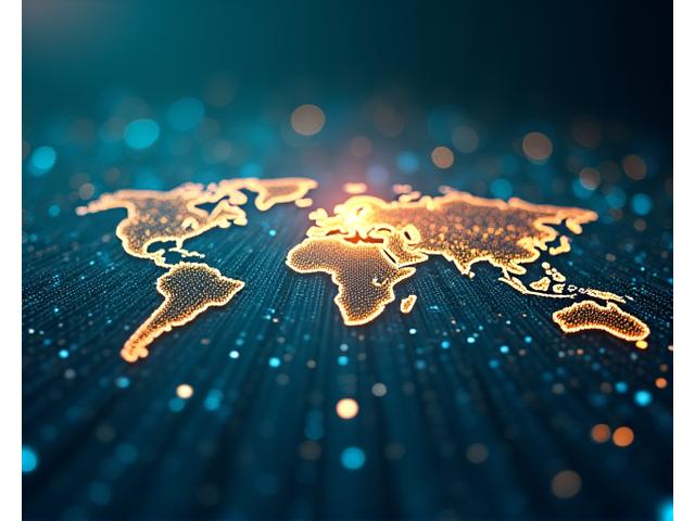 Dynamic illustration of interconnected networks and global symbols, representing Solace Anchor's future growth and reach