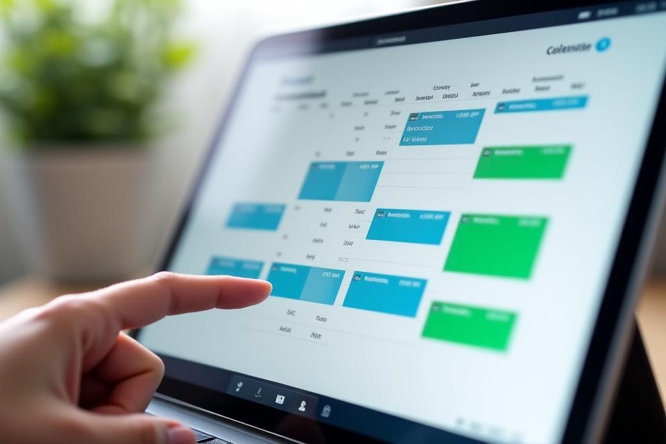 A user-friendly online calendar interface showing available time slots for expert consultations, highlighting flexibility.