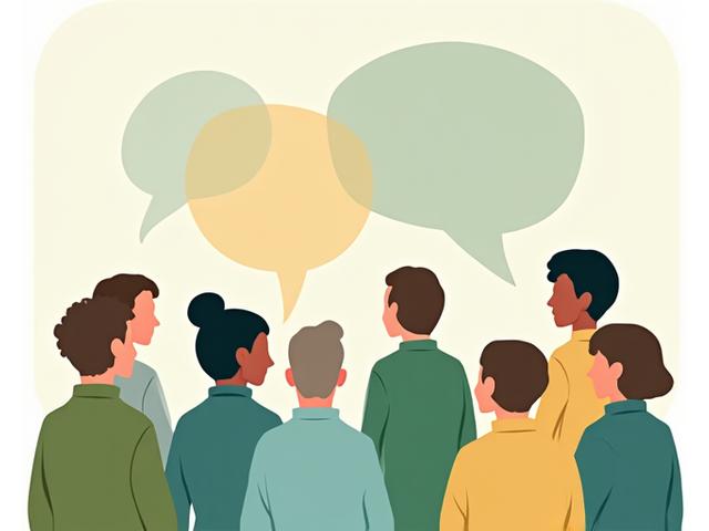 Illustration of a diverse group of people discussing