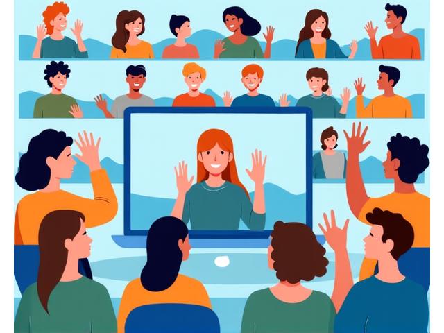 Illustration of people learning in a virtual classroom